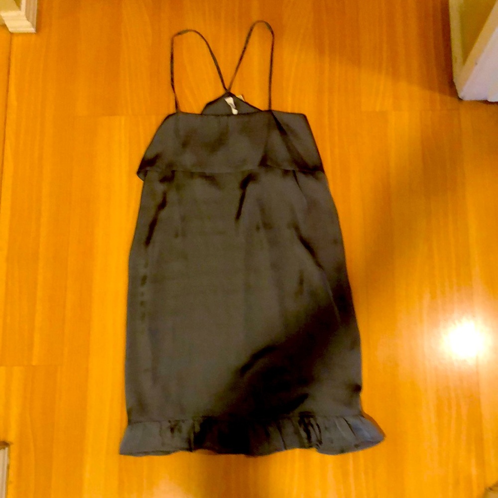 Eloise gun metal ruffle slip dress